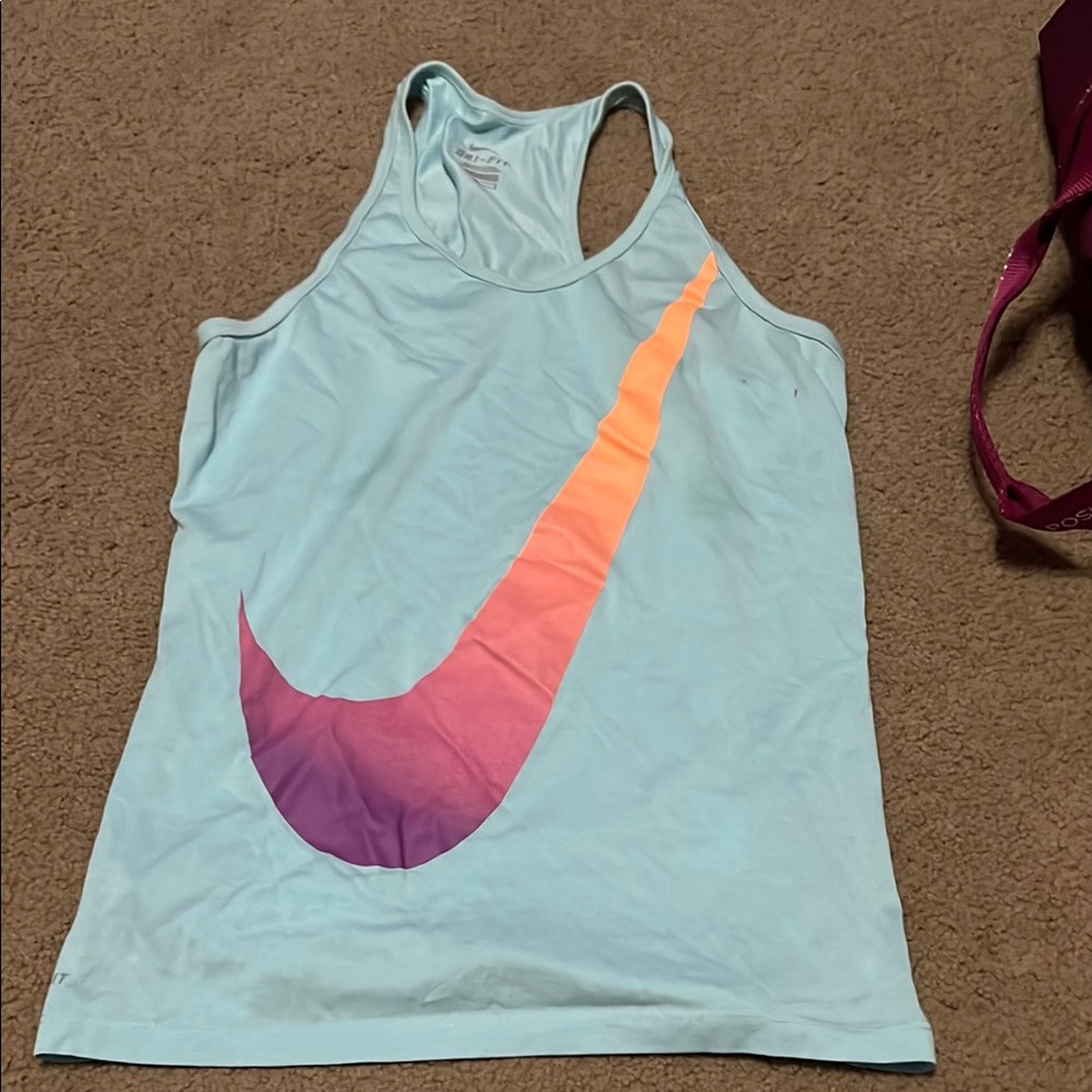 Nike Sky Blue Tank Top with Vibrant Swoosh